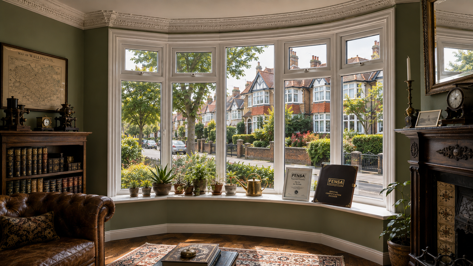 Newly installed uPVC bay window by Sutton Glazing Services in an SM1 property, featuring energy-efficient double glazing.